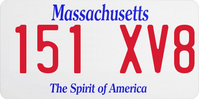 MA license plate 151XV8