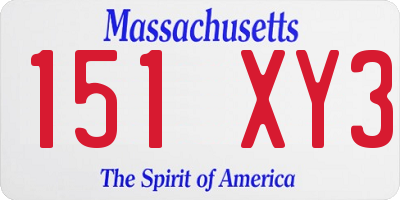 MA license plate 151XY3