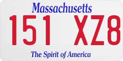 MA license plate 151XZ8