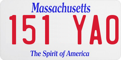 MA license plate 151YA0