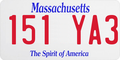 MA license plate 151YA3