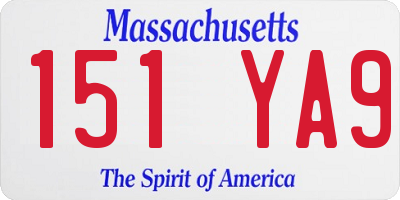 MA license plate 151YA9