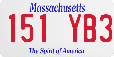MA license plate 151YB3