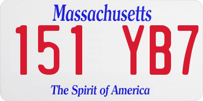 MA license plate 151YB7
