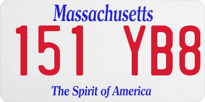 MA license plate 151YB8