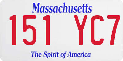 MA license plate 151YC7