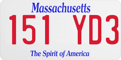 MA license plate 151YD3