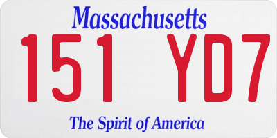 MA license plate 151YD7