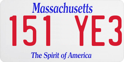 MA license plate 151YE3