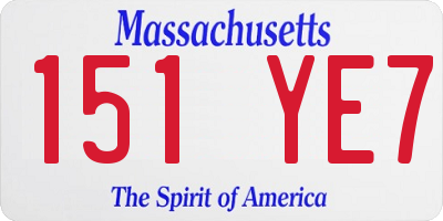 MA license plate 151YE7