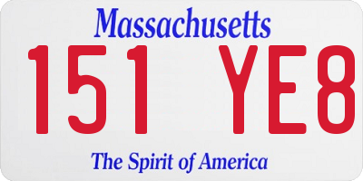 MA license plate 151YE8