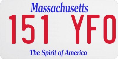 MA license plate 151YF0