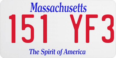 MA license plate 151YF3
