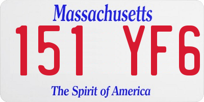 MA license plate 151YF6