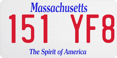 MA license plate 151YF8