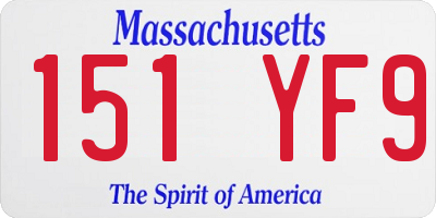 MA license plate 151YF9