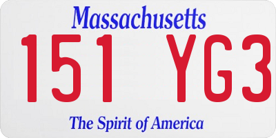 MA license plate 151YG3