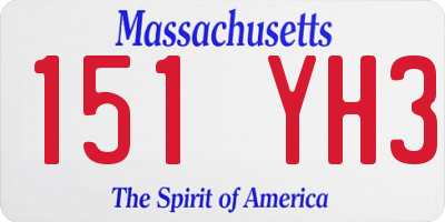 MA license plate 151YH3