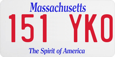 MA license plate 151YK0