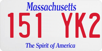 MA license plate 151YK2