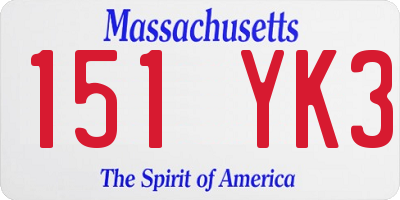 MA license plate 151YK3