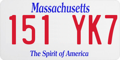 MA license plate 151YK7