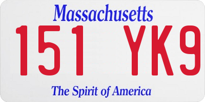 MA license plate 151YK9