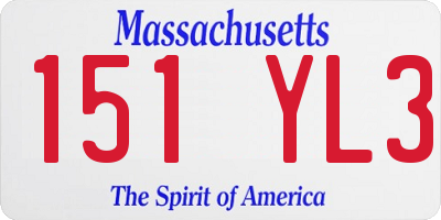 MA license plate 151YL3