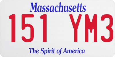 MA license plate 151YM3