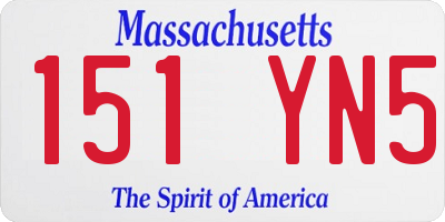 MA license plate 151YN5