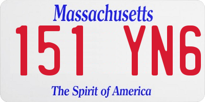 MA license plate 151YN6