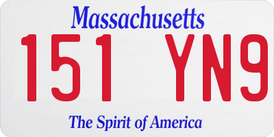 MA license plate 151YN9