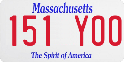 MA license plate 151YO0