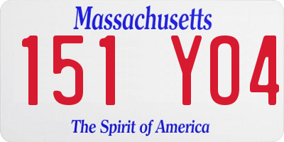 MA license plate 151YO4