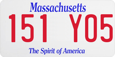 MA license plate 151YO5