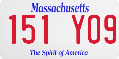 MA license plate 151YO9