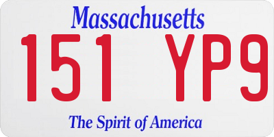 MA license plate 151YP9