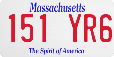 MA license plate 151YR6