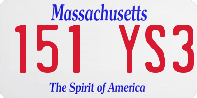 MA license plate 151YS3