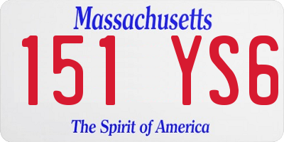 MA license plate 151YS6