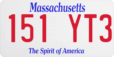 MA license plate 151YT3