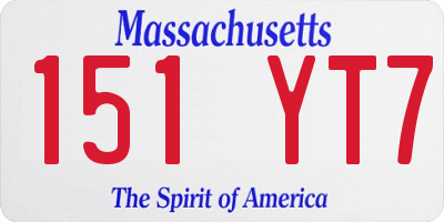 MA license plate 151YT7