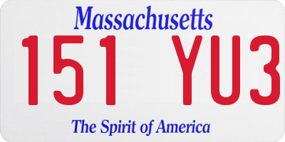 MA license plate 151YU3