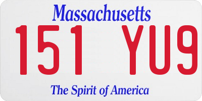 MA license plate 151YU9