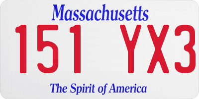 MA license plate 151YX3