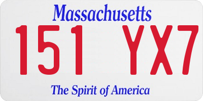 MA license plate 151YX7