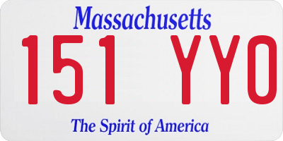 MA license plate 151YY0