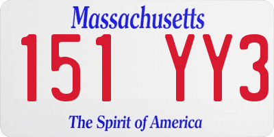 MA license plate 151YY3