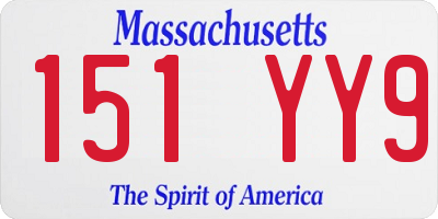MA license plate 151YY9