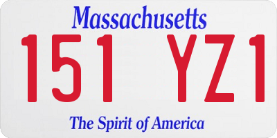 MA license plate 151YZ1